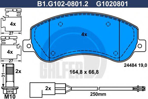 GALFER B1G10208012 Комплект гальмівних колодок, дискове гальмо