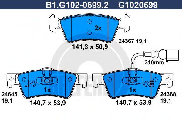 GALFER B1G10206992 Комплект гальмівних колодок, дискове гальмо