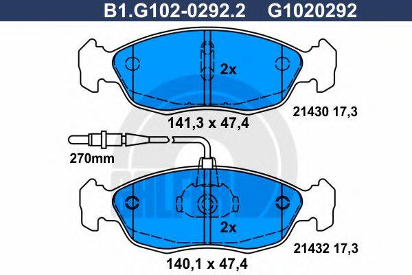 GALFER B1G10202922 Комплект гальмівних колодок, дискове гальмо