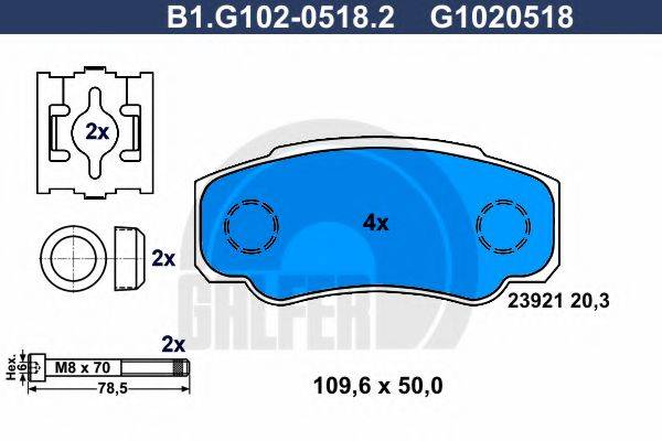 GALFER B1G10205182 Комплект гальмівних колодок, дискове гальмо