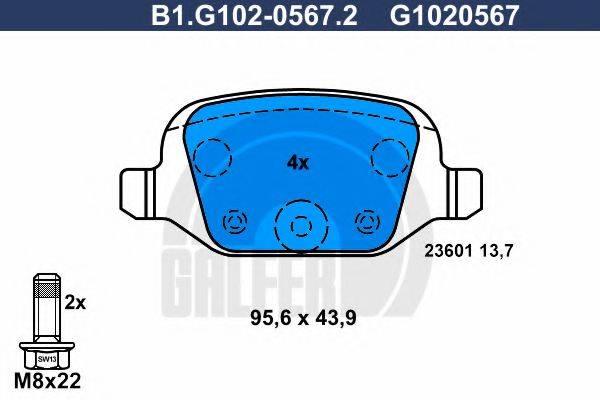 GALFER B1G10205672 Комплект гальмівних колодок, дискове гальмо