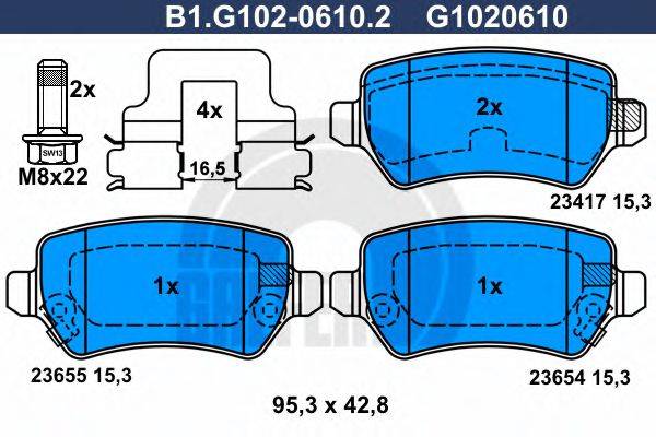 GALFER B1G10206102 Комплект гальмівних колодок, дискове гальмо