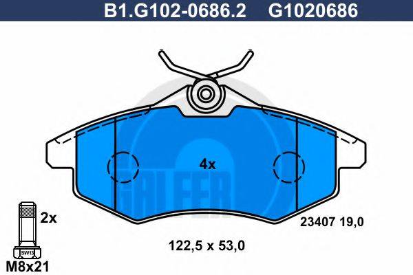 GALFER B1G10206862 Комплект гальмівних колодок, дискове гальмо