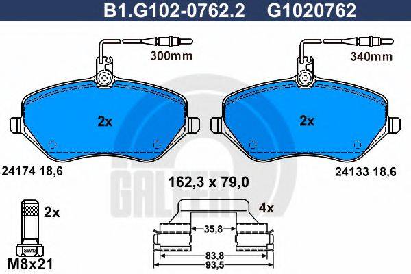 GALFER B1G10207622 Комплект гальмівних колодок, дискове гальмо