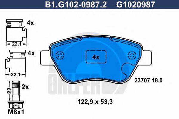 GALFER B1G10209872 Комплект гальмівних колодок, дискове гальмо