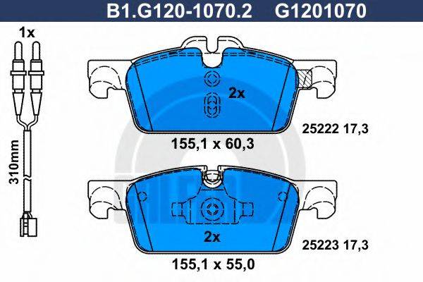 GALFER B1G12010702 Комплект гальмівних колодок, дискове гальмо