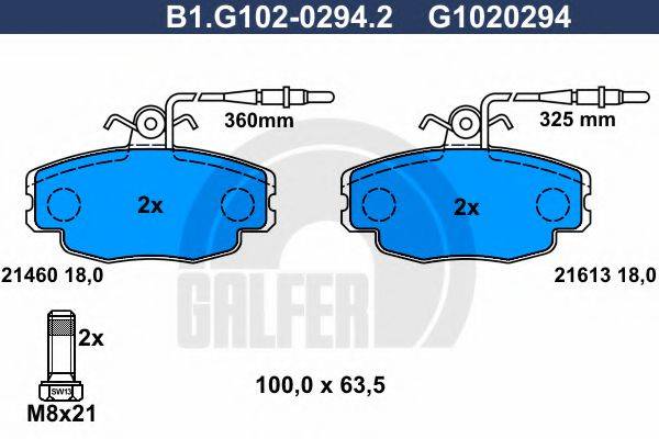 GALFER B1G10202942 Комплект гальмівних колодок, дискове гальмо