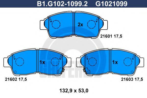 GALFER B1G10210992 Комплект гальмівних колодок, дискове гальмо