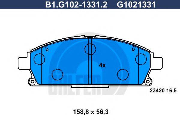 GALFER B1G10213312 Комплект гальмівних колодок, дискове гальмо