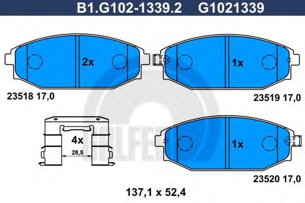 GALFER B1G10213392 Комплект гальмівних колодок, дискове гальмо