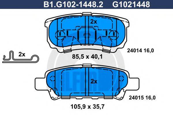 GALFER B1G10214482 Комплект гальмівних колодок, дискове гальмо