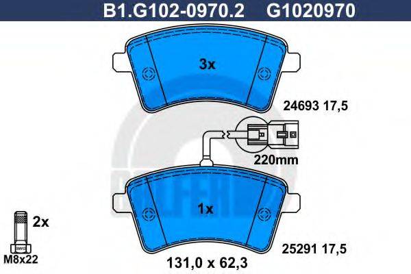 GALFER B1G10209702 Комплект гальмівних колодок, дискове гальмо