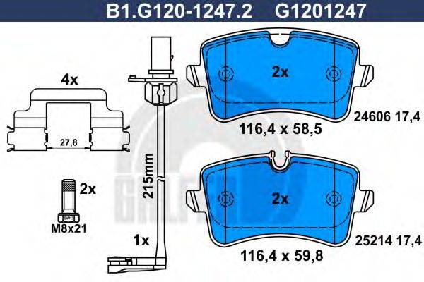 GALFER B1G12012472 Комплект гальмівних колодок, дискове гальмо