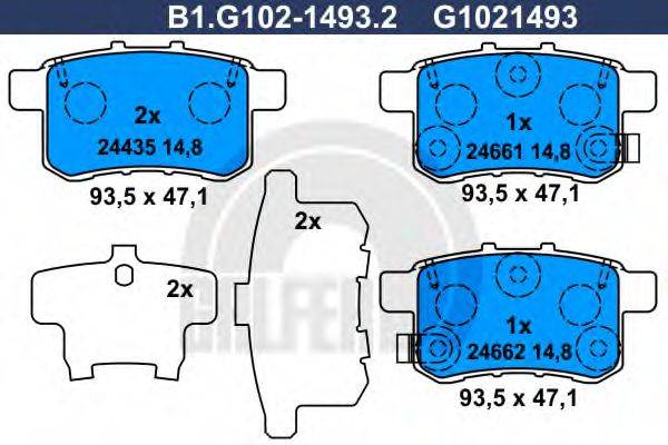 GALFER B1G10214932 Комплект гальмівних колодок, дискове гальмо