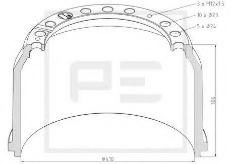 PE AUTOMOTIVE 01640300A Гальмівний барабан