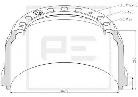 PE AUTOMOTIVE 01652600A Гальмівний барабан