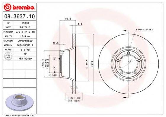 BREMBO 08363710 гальмівний диск