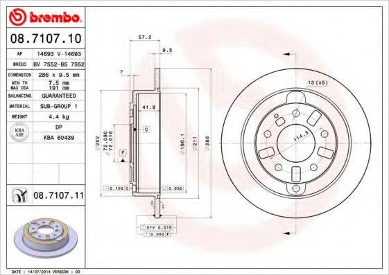 BREMBO 08710710 гальмівний диск