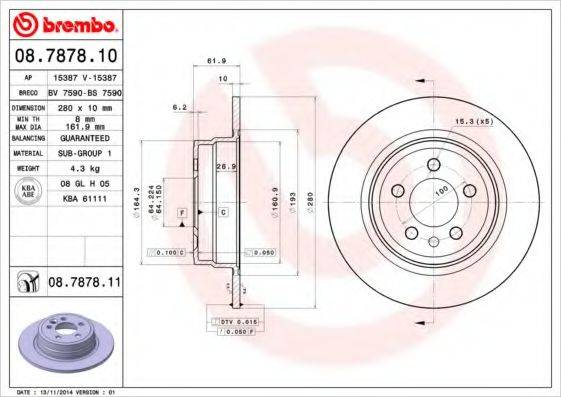 BREMBO 08787810 гальмівний диск