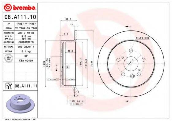 BREMBO 08A11110 гальмівний диск