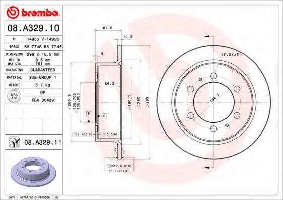 BREMBO 08A32911 гальмівний диск