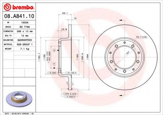 BREMBO 08A84110 гальмівний диск