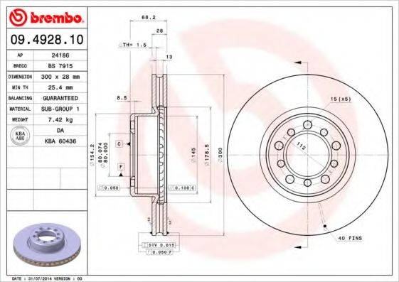 BREMBO 09492810 гальмівний диск