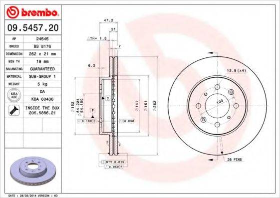 BREMBO 09545720 гальмівний диск