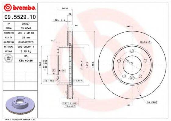 BREMBO 09552910 гальмівний диск