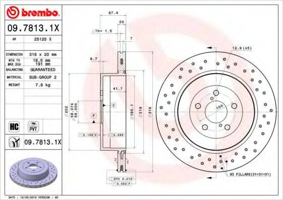 BREMBO 0978131X гальмівний диск