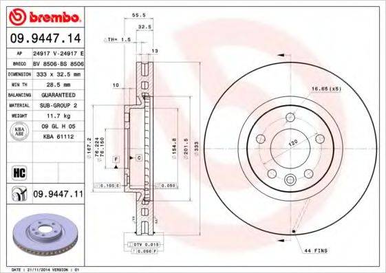 BREMBO 09944714 гальмівний диск