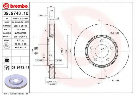 BREMBO 09974310 гальмівний диск