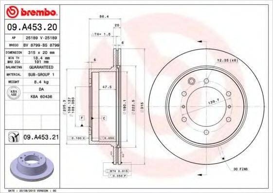 BREMBO 09A45320 гальмівний диск