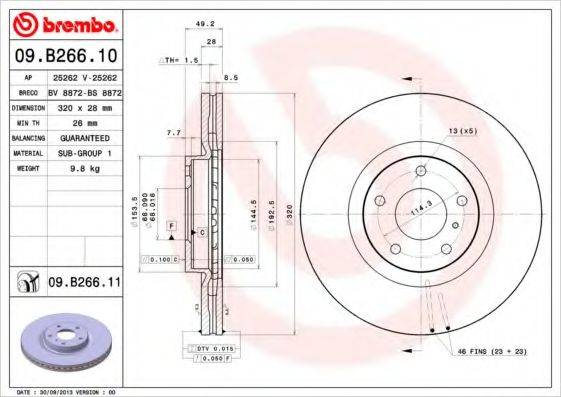 BREMBO 09B26610 гальмівний диск