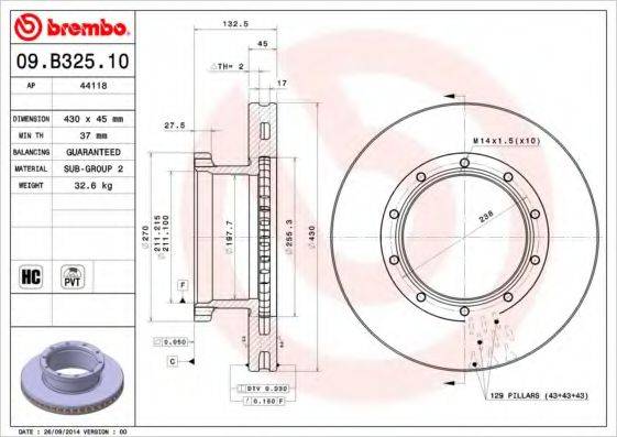 BREMBO 09B32510 гальмівний диск