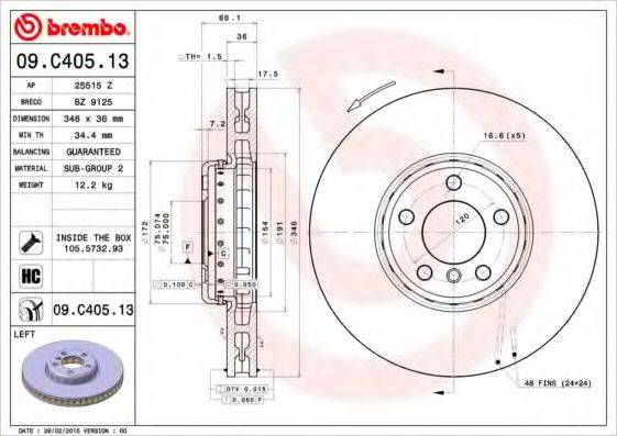 BREMBO 09C40513 гальмівний диск