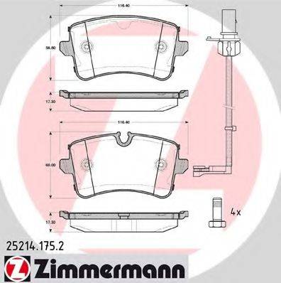 ZIMMERMANN 252141752 Комплект гальмівних колодок, дискове гальмо