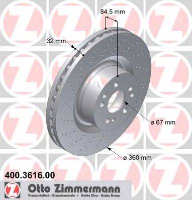 ZIMMERMANN 400361600 гальмівний диск