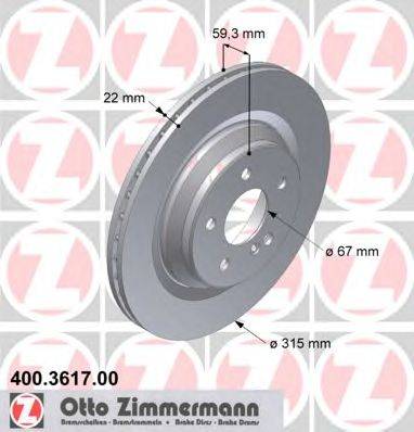 ZIMMERMANN 400361700 гальмівний диск