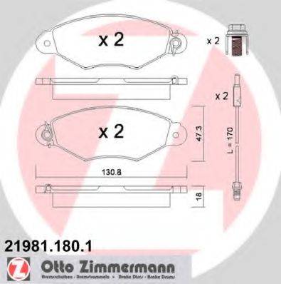 ZIMMERMANN 219811801 Комплект гальмівних колодок, дискове гальмо