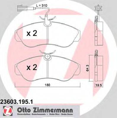 ZIMMERMANN 236031951 Комплект гальмівних колодок, дискове гальмо