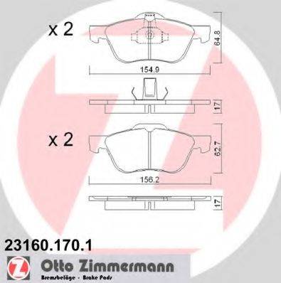 ZIMMERMANN 231601701 Комплект гальмівних колодок, дискове гальмо