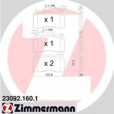 ZIMMERMANN 230921601 Комплект гальмівних колодок, дискове гальмо