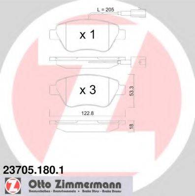 ZIMMERMANN 237051801 Комплект гальмівних колодок, дискове гальмо