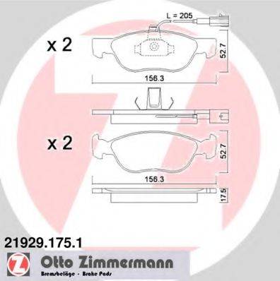 ZIMMERMANN 219291751 Комплект гальмівних колодок, дискове гальмо