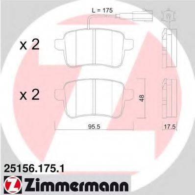 ZIMMERMANN 251561751 Комплект гальмівних колодок, дискове гальмо