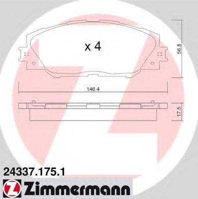 ZIMMERMANN 243371751 Комплект гальмівних колодок, дискове гальмо