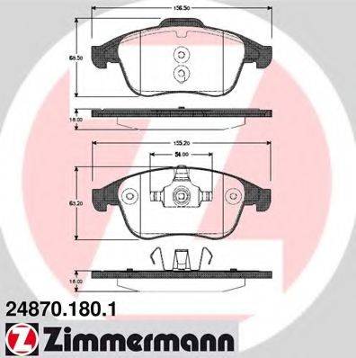 ZIMMERMANN 248701801 Комплект гальмівних колодок, дискове гальмо