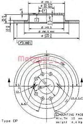 METZGER 14853V гальмівний диск