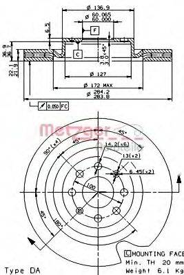 METZGER 24655V гальмівний диск